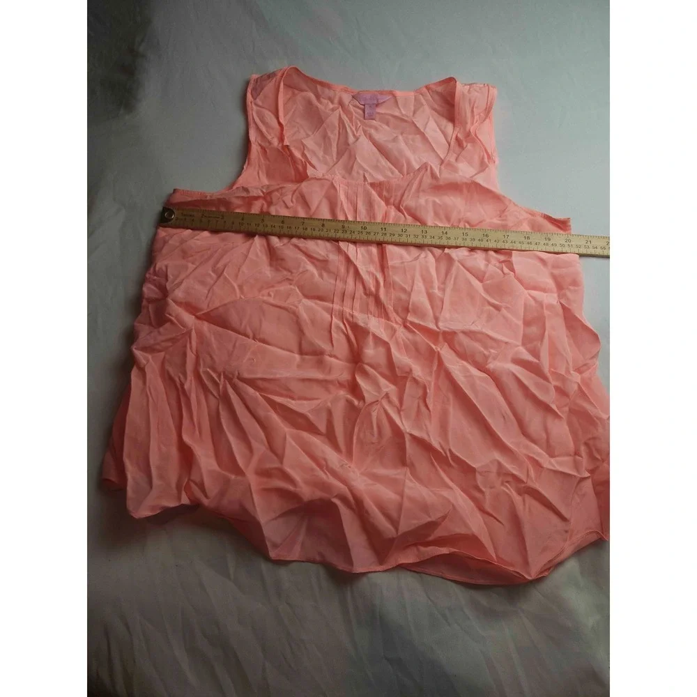 Lilly Pulitzer Tank Top Womens Size XL Pink Woven Silk Pleated Sleeveless Blouse